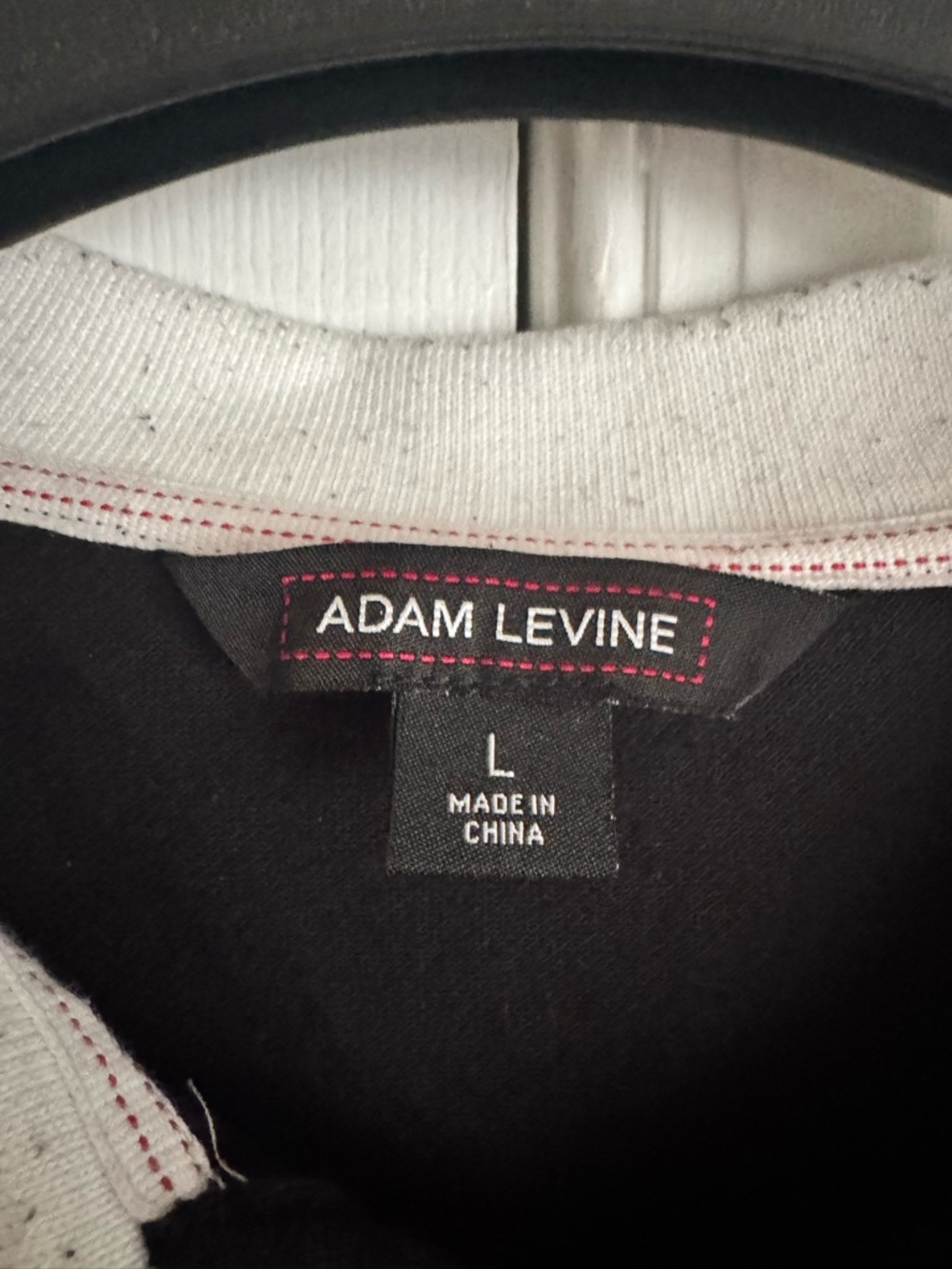 Adam Levine Collection Black Polo Shirt White Trim Chest Pocket Mens Large - Picture 6 of 13